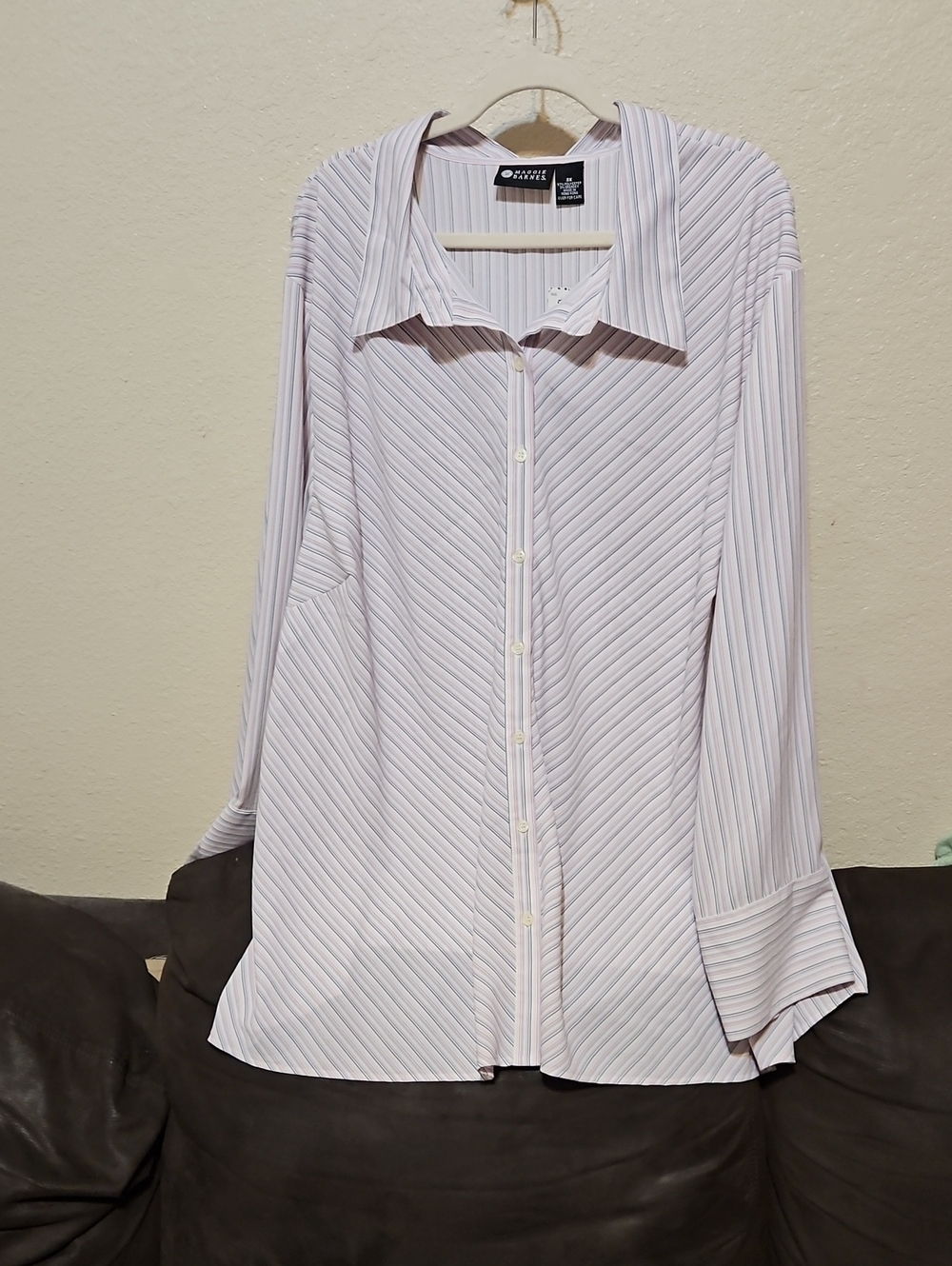 Maggie Barnes Pale Pink Striped Women’s Blouse